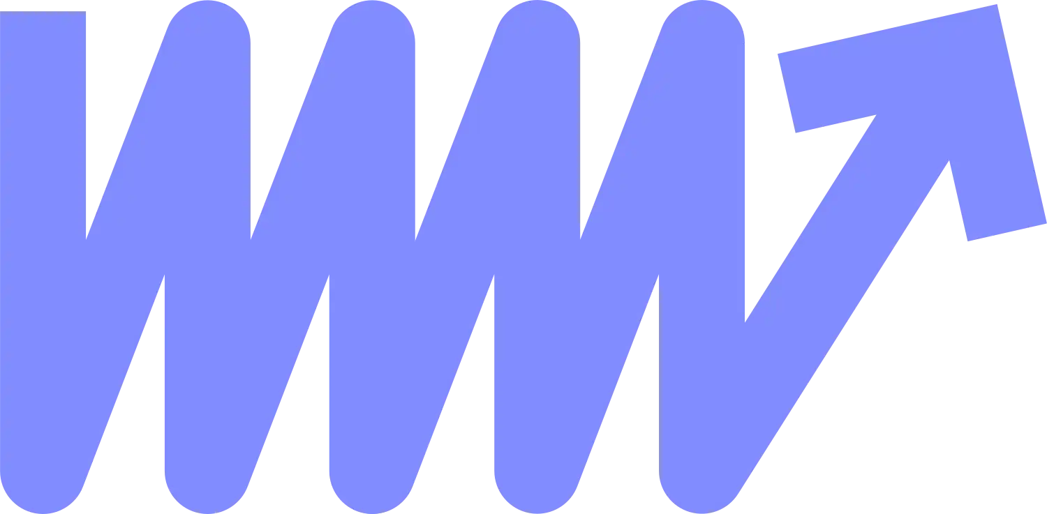 Violetter Zickzack-Pfeil zeigt nach rechts