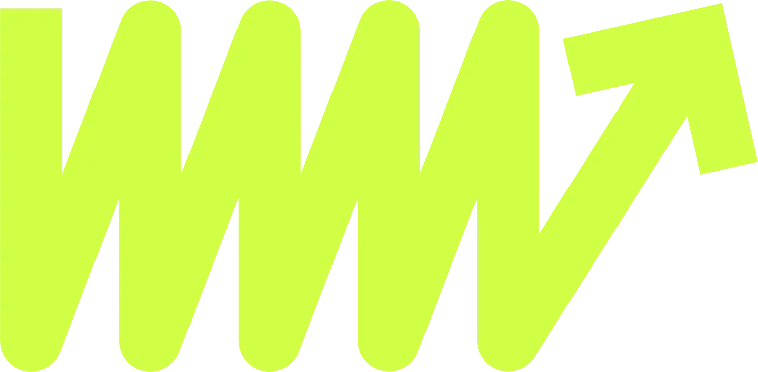 Gelber Zickzack-Pfeil zeigt nach rechts