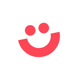 Rotes fröhliches Smiley-Symbol