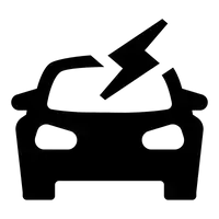 Schwarzes Symbol eines Autos mit Blitz