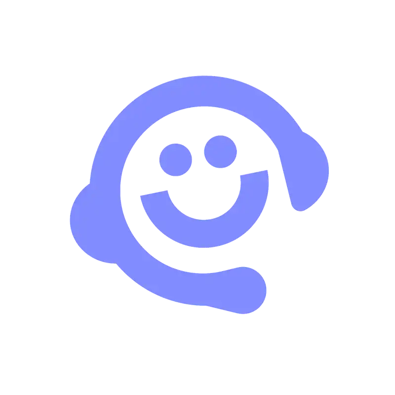 Violettes Smiley-Symbol mit Headset