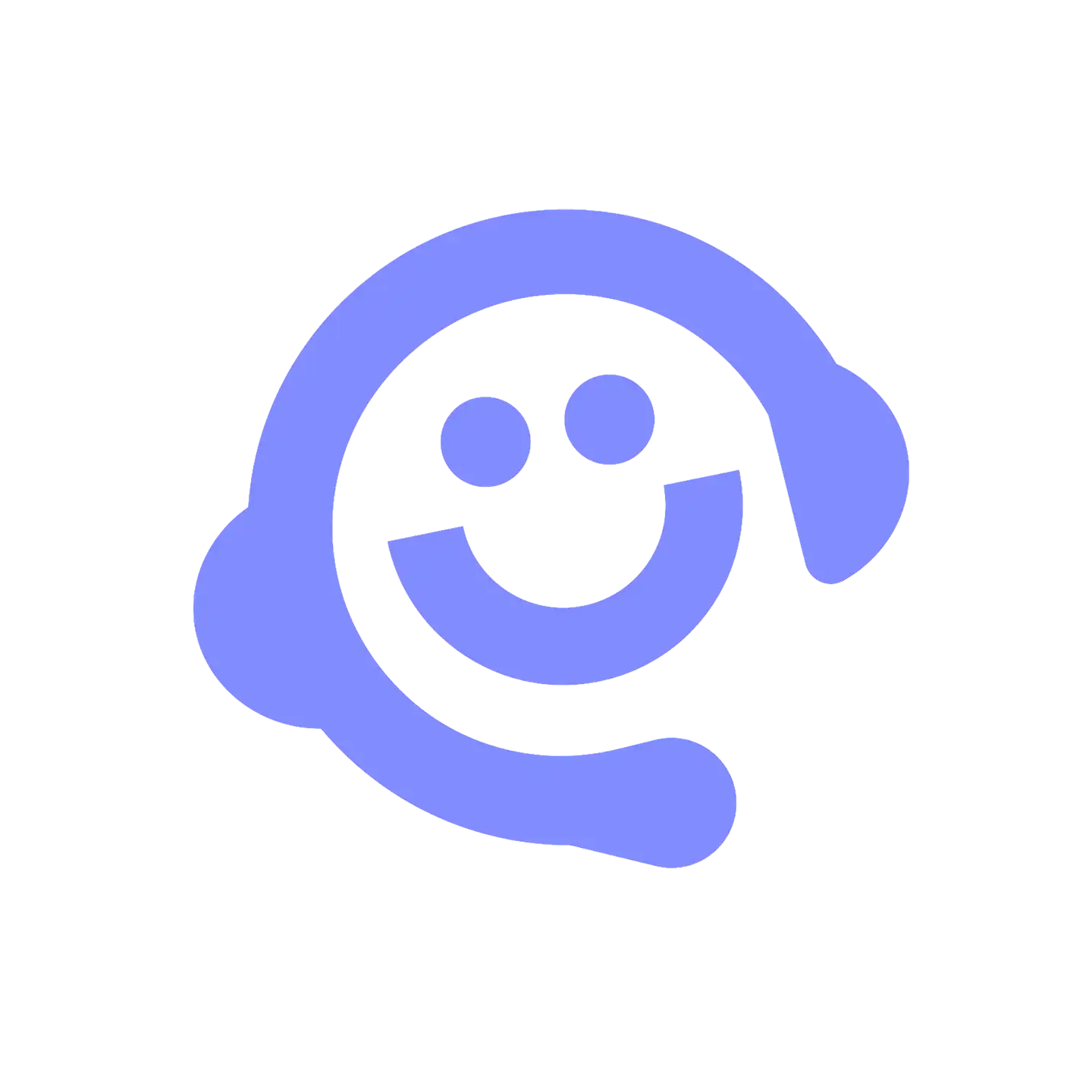 Violettes Smiley-Symbol mit Headset