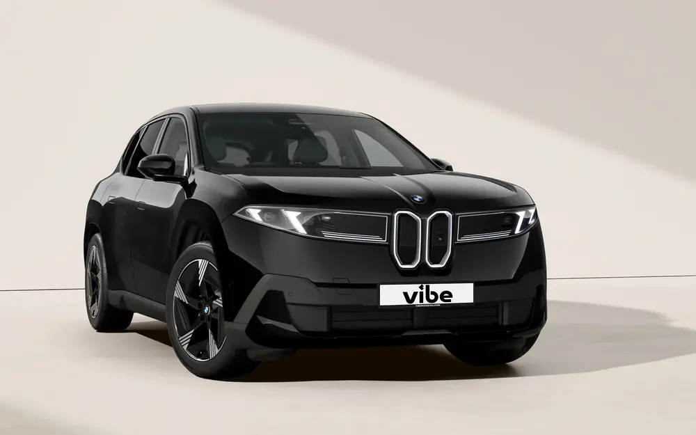 Schwarzer BMW iX3 neue Klasse mit vibe Kennzeichen.